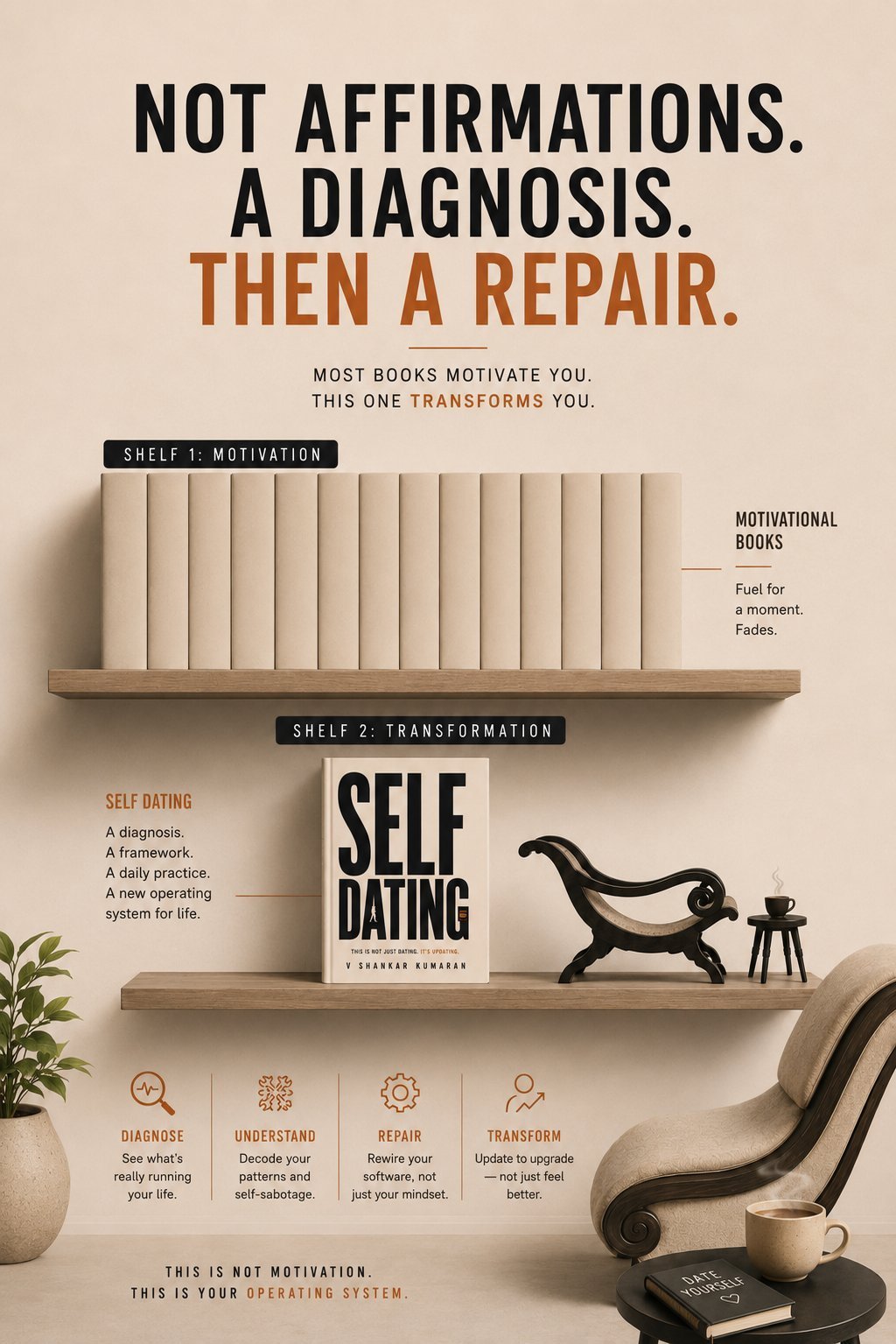 Not affirmations. A diagnosis. Then a repair.